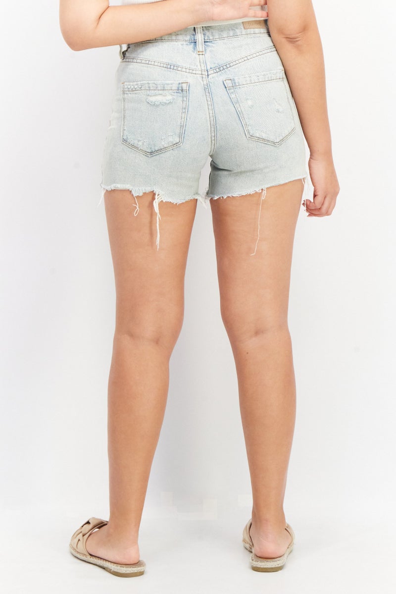 Blank NYC Women Washed Denim Shorts, Light Blue - Image 4